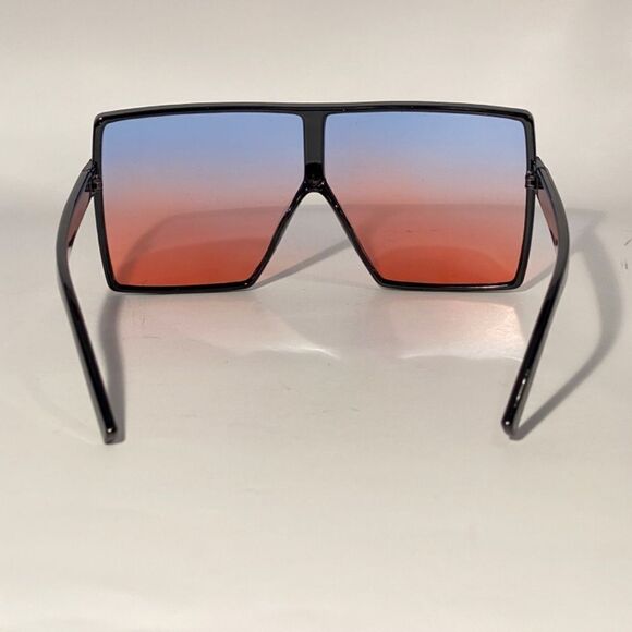 1077 Oversized Square Sunglasses Gradient Blue Orange Lense Black Frame … main image 8